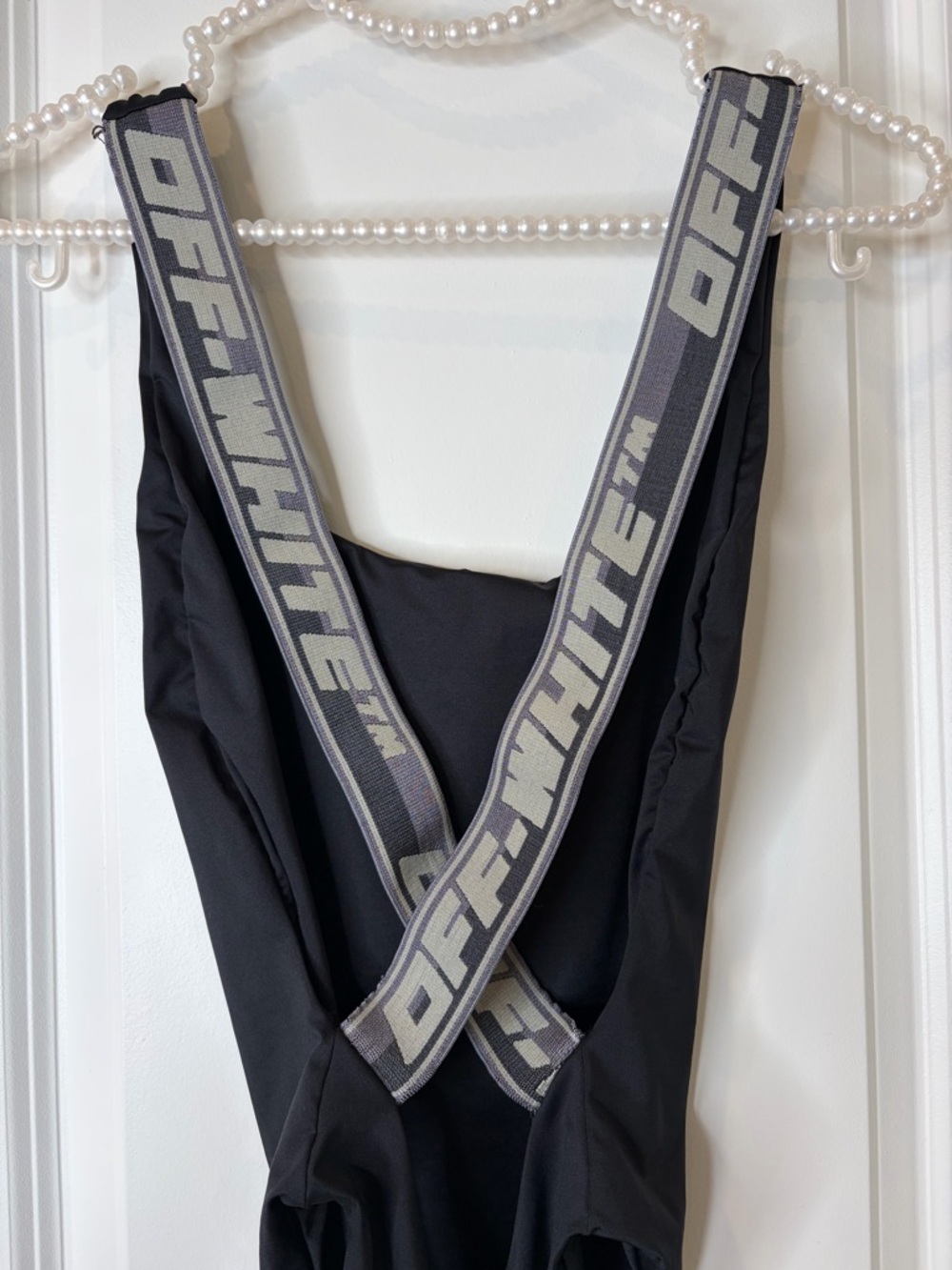 Off-White Black One Piece Swimsuit Strappy Back High Cut XS S - Picture 7 of 10